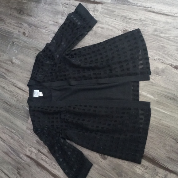 R&M Richards Karen Kwong Layered Top Open Jacket Black Size 16W - Picture 3 of 14